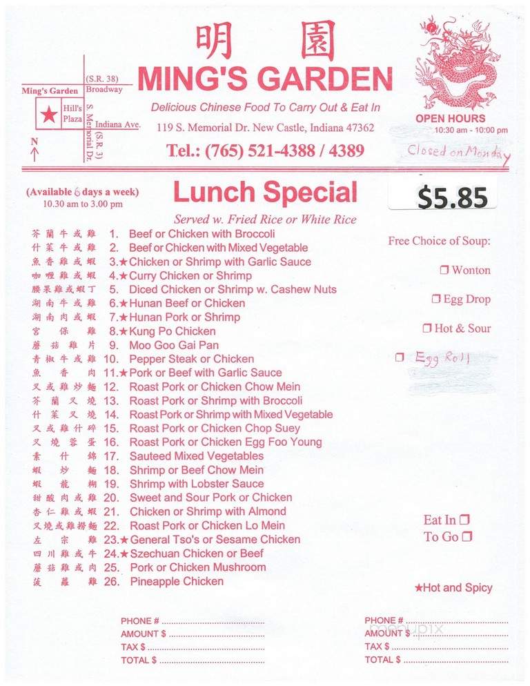 Ming's Garden - New Castle, IN