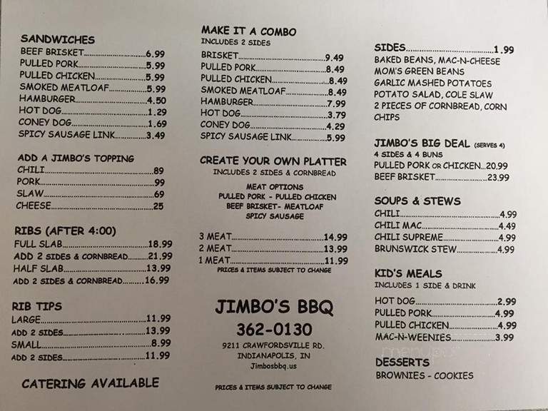 Jimbo's BBQ - Pittsboro, IN