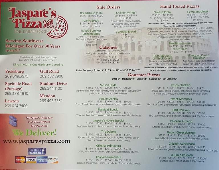 Jaspare's Pizza and Fine Italian - Mendon, MI