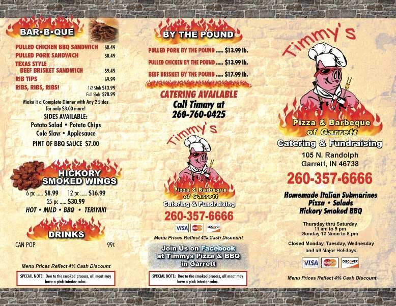 Timmy's Pizza & BBQ - Garrett, IN