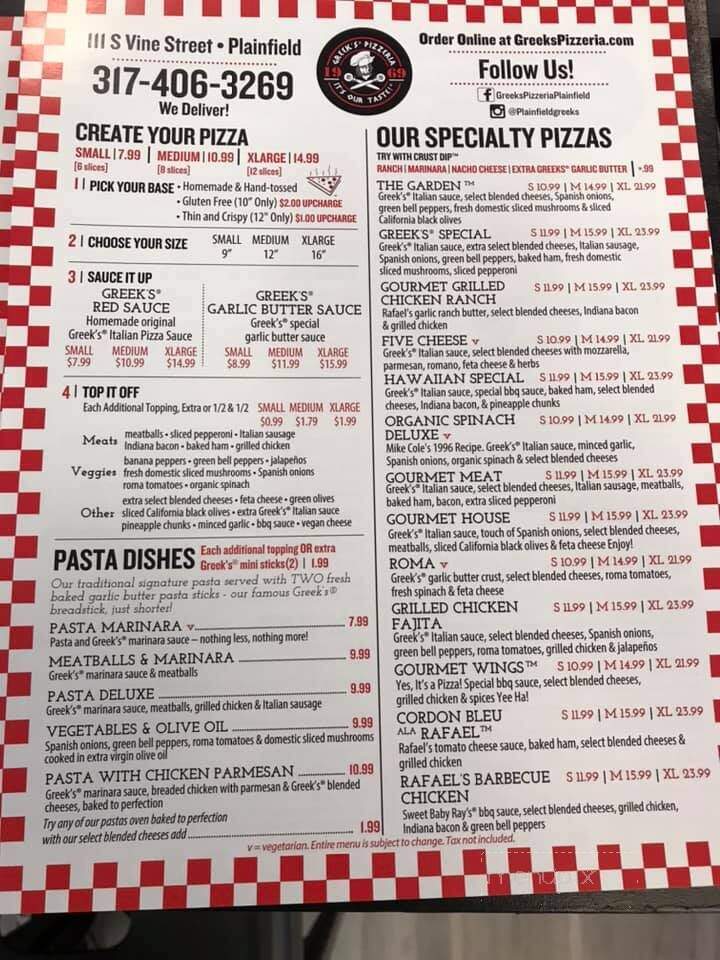 Greek's Pizzeria - Plainfield, IN